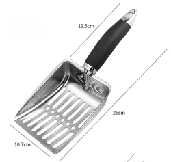 Premium Stainless Steel Pet Litter Scoop with Long Handle - Dust-Reducing Cleaning Tool (B)