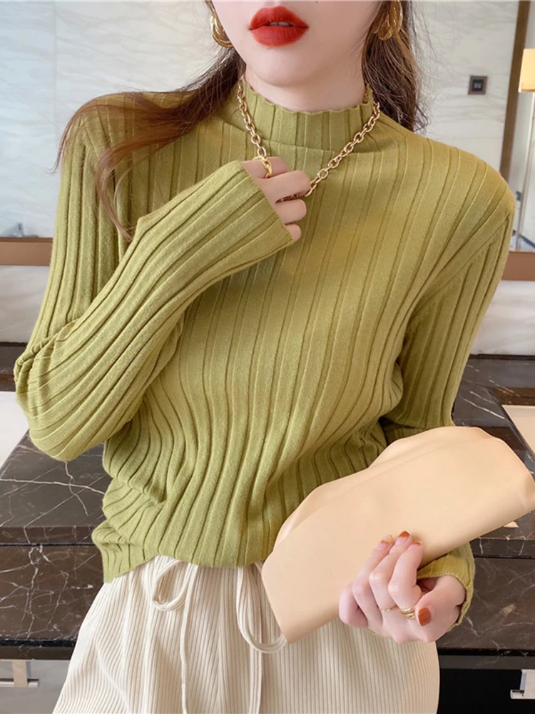 Autumn Winter Knitted Ribbed Turtleneck Sweater Women Clothes 2025 Long Sleeve Slim Basic Pullover Woman Sweaters Solid Tops - Image 5