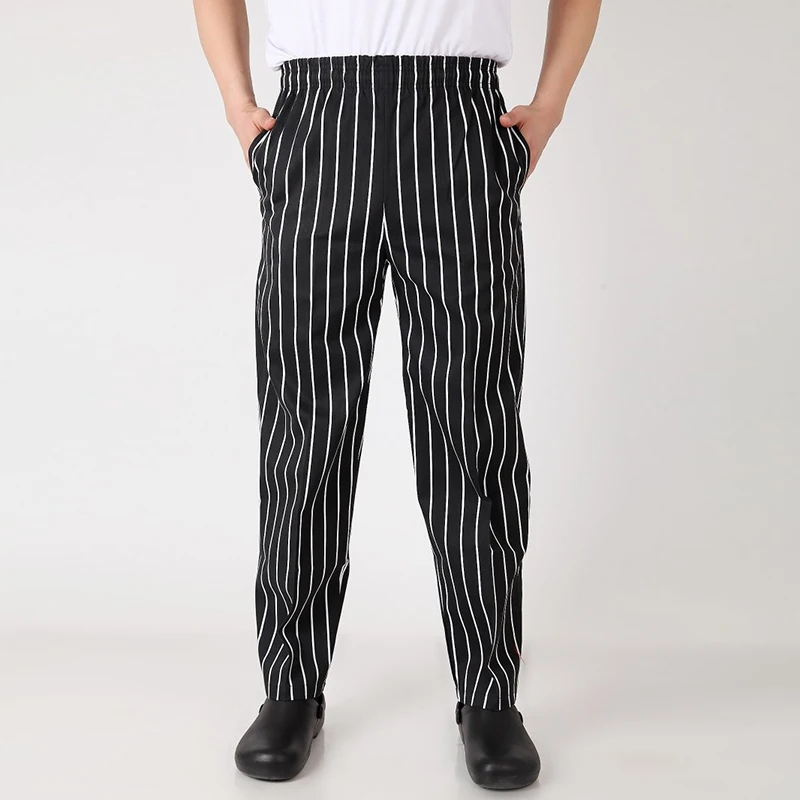 chef pants balck pants hotel restaurant bakery catering elastic trousers zebra High Quality Chef uniforms work clothes