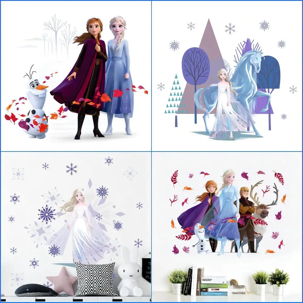 Cartoon Anna Elsa Frozen Princess Wall Stickers For Kids Room Kindergarten Living Room Bedroom Wall Decoration Movie Posters