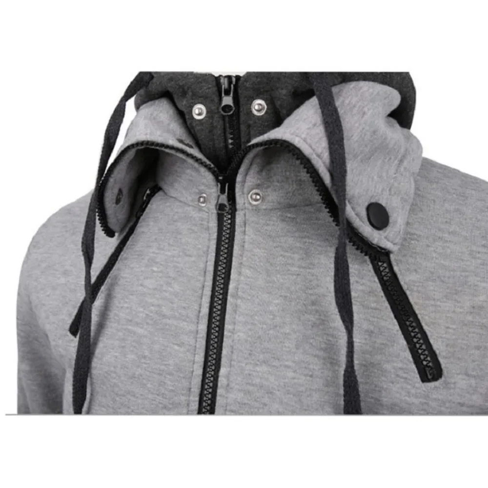 Zip Up Hoodie Sweatshirt Jacket Fleece Hoodies Fleece Jacket Zipper Men Jackets Autumn Winter Casual Scarf Collar Fashion Hooded Male Outwear Slim Fit