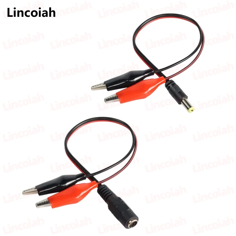 DC 5521 5.5x2.1mm Male/Female to Dual Alligator Clips alligator clips Power Adapter Cable DC Adapter Cables for LED Strip Light CCTV Camera