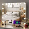 Makeup Hollywood Vanity Mirror with Lights 15 Dimmable LED Bulbs 3 Color Lighting Mirror Adjustable Brightness USB Charging Port 1