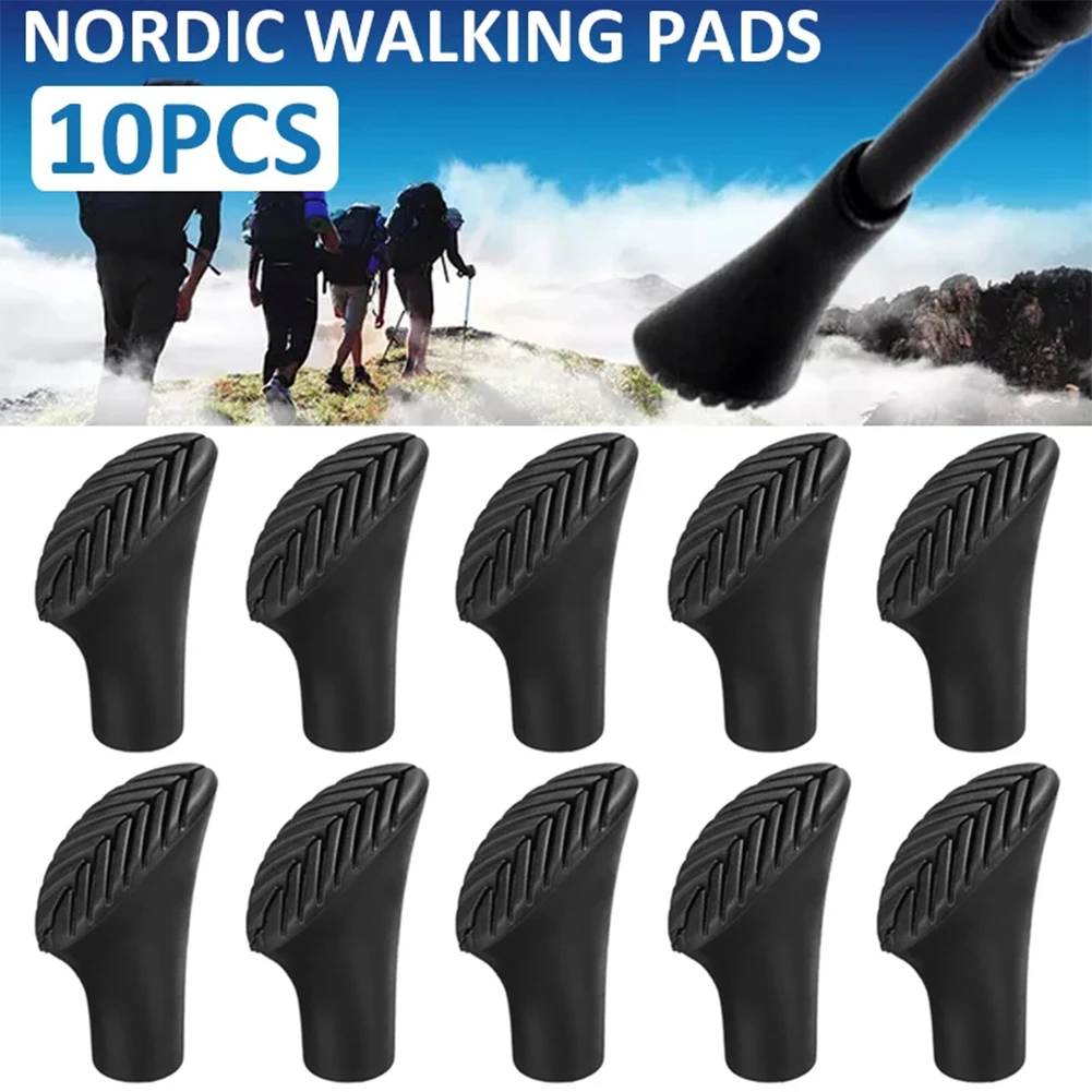 10Pcs Trekking Pole Tips Replacement Rubber Feet Nordic Walking Stick Pads Rubber ers Trekking Poles Protectors for Climbing walk stick replacement