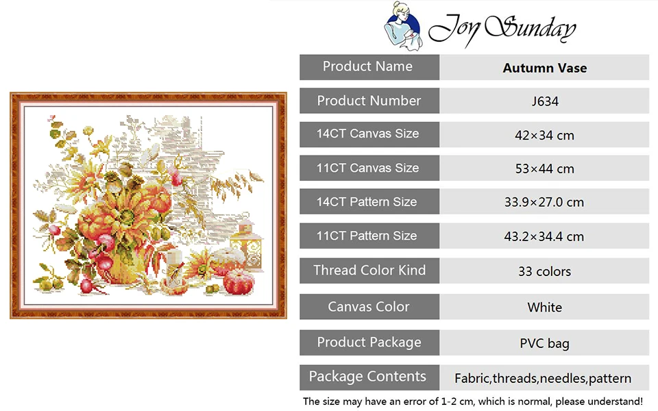 Kit Punto Croce Fiori In Vaso: Motivo Stampato, 11 CT, 36x46 Cm - Per Principianti Ed Esperti - Foto 3