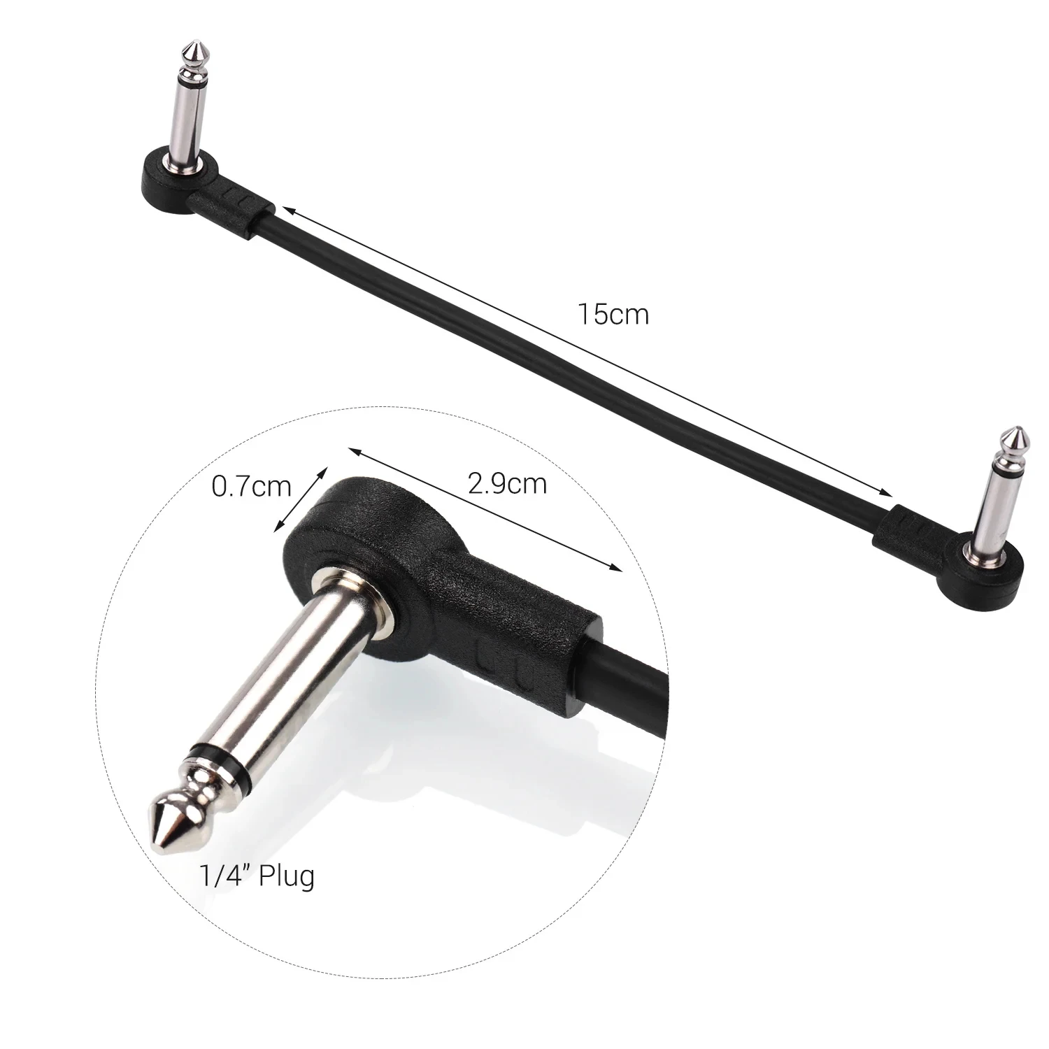 4 Packs Ggiant AC-8 Guitar Effect Pedal Flat Patch Cables 6 Inch Length 1/4 Inch Right Angle Connectors Patch Cable Kit