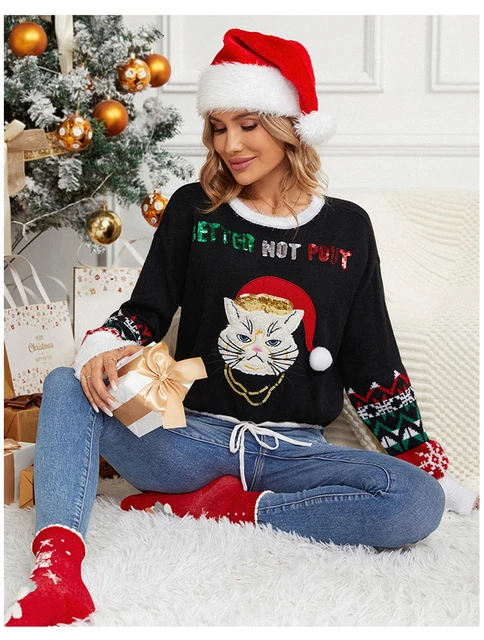 Womens Cat Christmas Jumper Buy Brave Soul Womens Christmas Cat - Main Image
