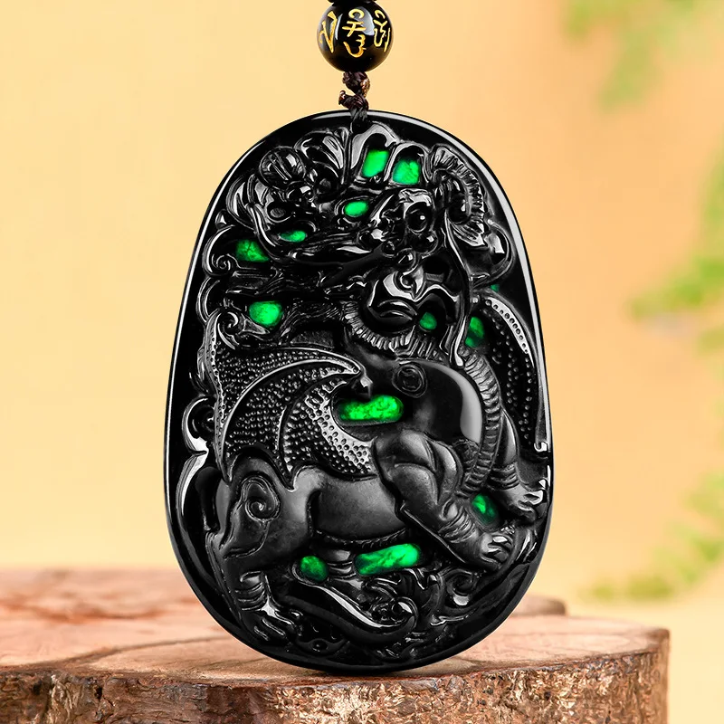 Burmese Jade Dragon Pendant Man Fashion Amulets Jadeite Necklace