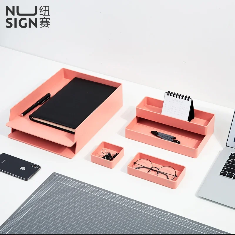 Deli Desk Organizer Set Large Capacity Desk Storage Box Set Pen Holder Finishing DIY Assembly Box For Office School Supplies