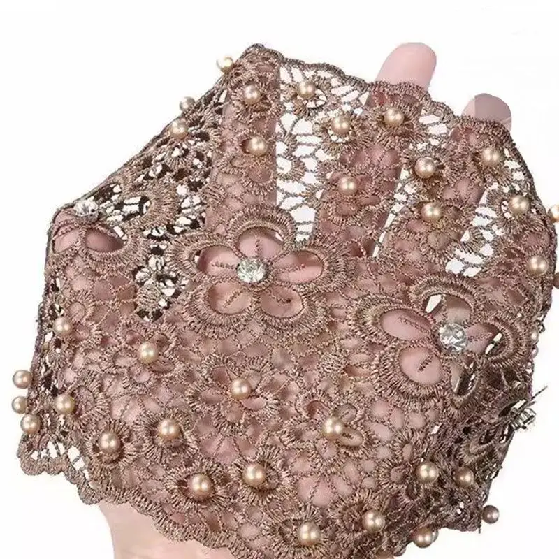 Ladies Floral Lace Headscarf Women Inner Hat Hijab Scarf Lace Cap Turban Headwear Underscarf Flower Headscarf Wrap Bonnet Hair ladies headscarf