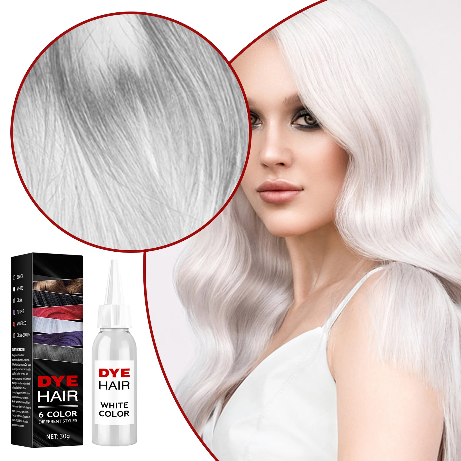 Blanche Crème de coloration Semi permanente pour les cheveux, facile à appliquer, couverture