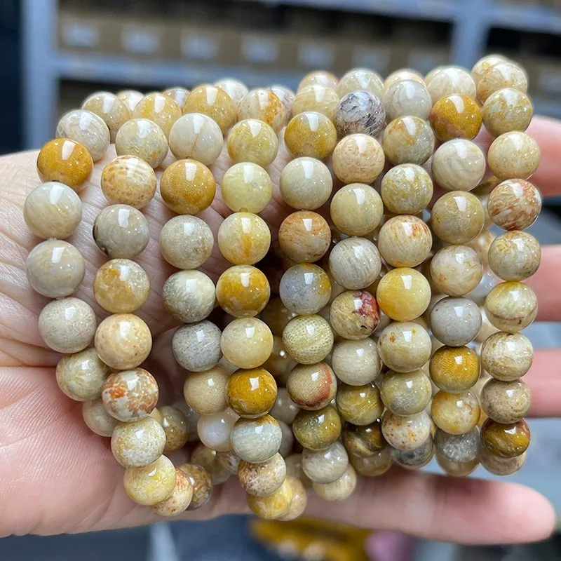 JD Natural Coral Jade Chrysanthemum Round Bead Bracelets Women Fashion Single Circle Charm Strand Bangles Unique Wrist Jewelry