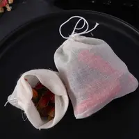 Reusable Natural Unbleached Portable Tea Filter Sachet Bag Muslin Bag Cotton Pouch Drawstring Bags 1