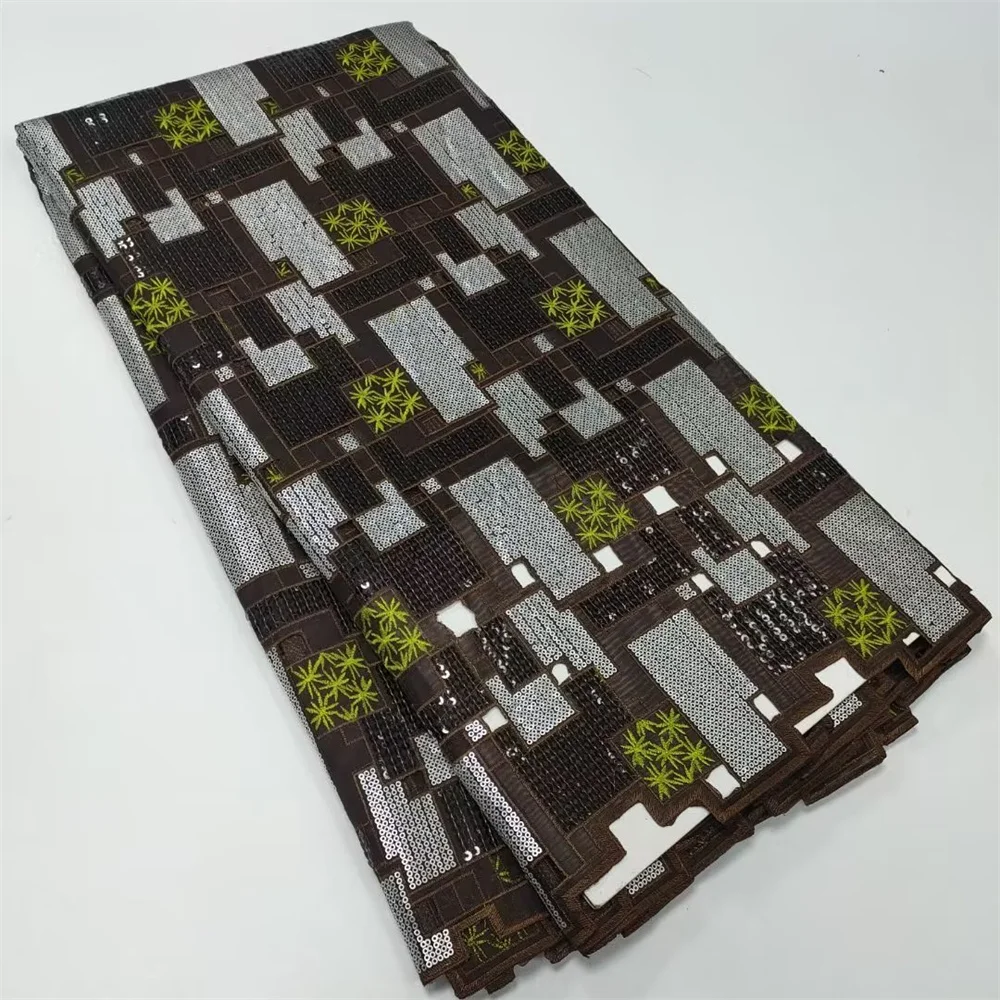 

2022 Latest Fashion African Embroidery Lace Fabric High Quality Handmade French Tulle Lace Fabric With Sequin for Wedding ty-260