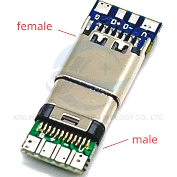USB 3.1 ประเภท c ชาย/หญิงแจ็คหาง 24pin usb ปลั๊กไฟฟ้าเทอร์มินัลเชื่อม DIY ข้อมูลสายสนับสนุนบอร์ด PCB 1