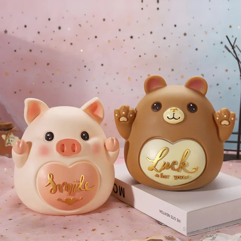 Piggy Bank Vinyl Anti-drop Coin Safe Deposit Box, Cute Pig Money Boxes, Saving Jar, Home Decorations, Children's Gifts, New, 1Pc