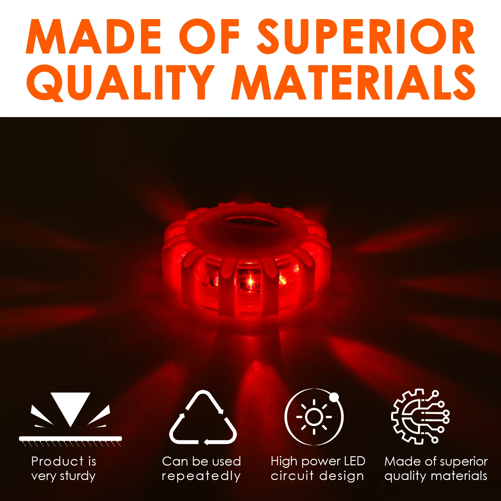 3pcs LED Road Emergency Lights Roadside Warning Car Safety Flashing Warning Light Flare Kit with Magnetic Base and Hook