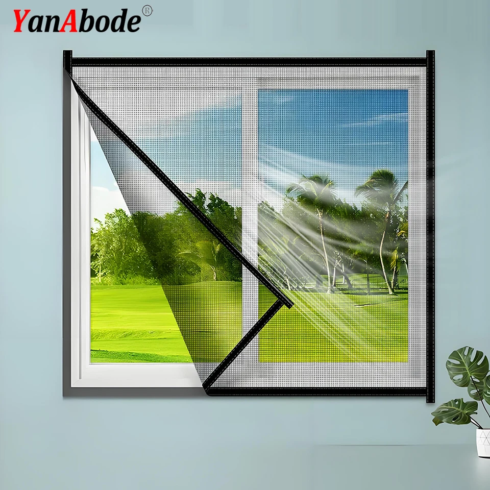 YanAbode Black Fiberglass Mesh Invisible Window Screen Custom Size Mosquito Net Effectively Protect Against Mosquitoes and Flies