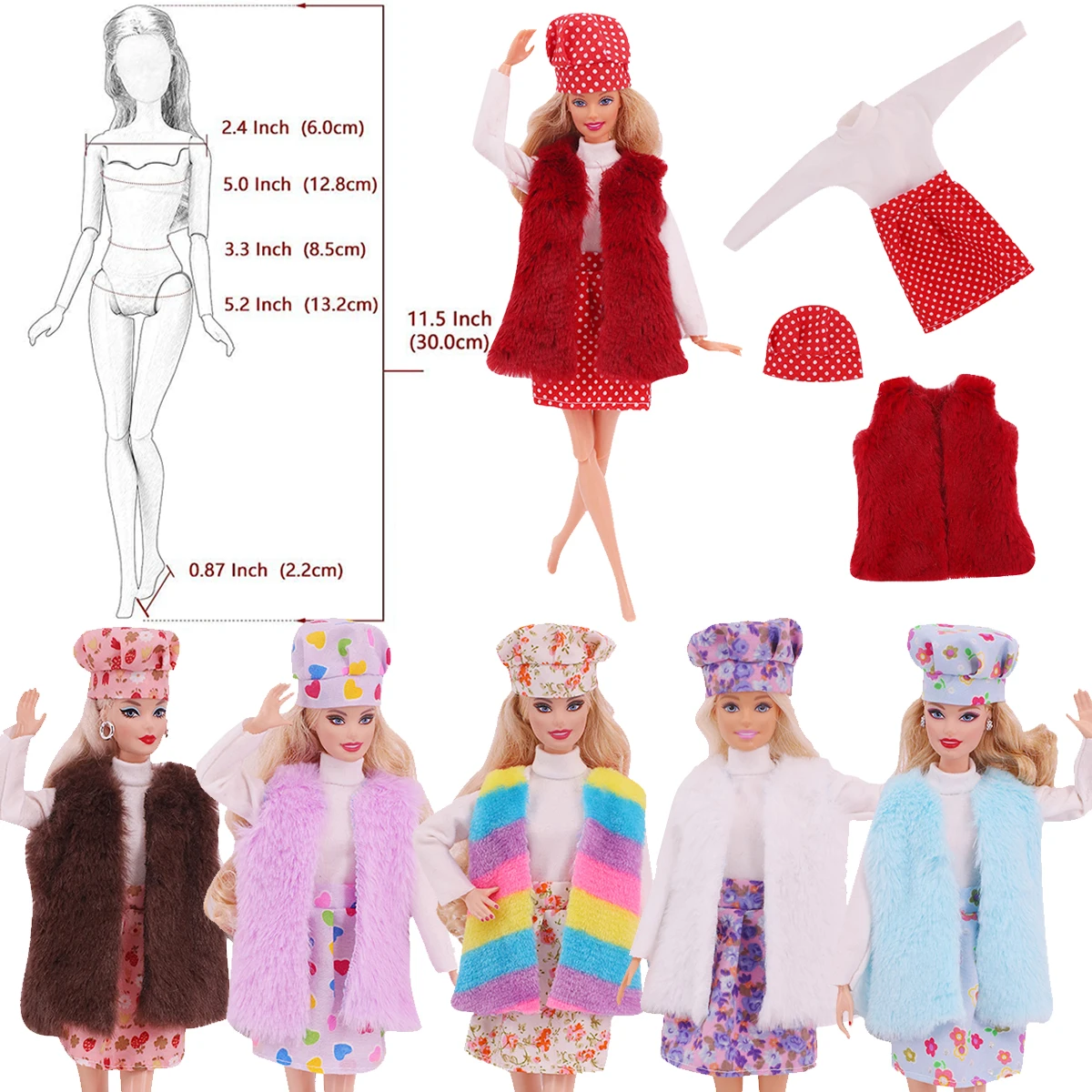 Одежда для куклы вечерние 3/4 шт., костюмная одежда, плинтус для кукол Барби 11,5 дюйма и аксессуары для кукол Bjd, игрушки для девочек