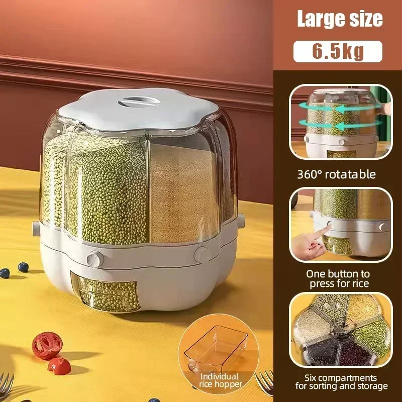 Large Food Storage Container 360&deg; Rotating Rice Barrels Sealed Cereal Dispenser Rice Tank Grain Box Kitchen Storage Container storage box kitchen storage box food storage container food storage box rice storage box