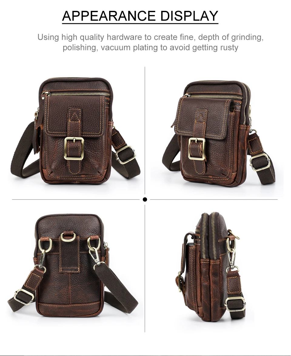 CONTACT'S 100% Gemüse Kuh Leder Männer Umhängetasche Vintage Schulter Tasche für Männliche Multifunktionale Telefon Taschen Qualität Bolsa – Detail 15
