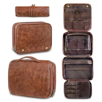 2024 new men's business pu wash bag large capacity high-end storage partition waterproof makeup bag storage bag 1
