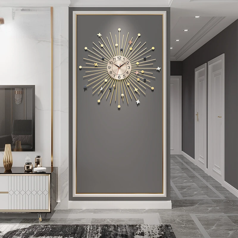 

Silent Simple Quartz Clock Living Room Fashion Creative Large Light Luxury Modern Wall Clock Metal Bedroom horloge Home Decor