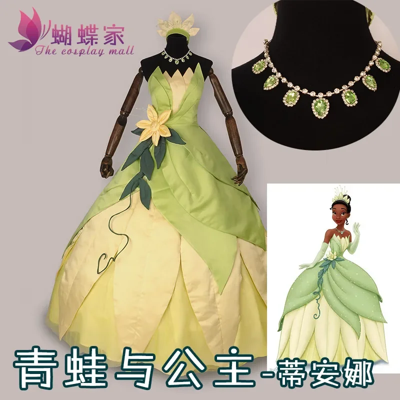 Princess Tiana Dress Costume Cosplay Costume Di Carnevale Con Accessorio Per Capelli 11