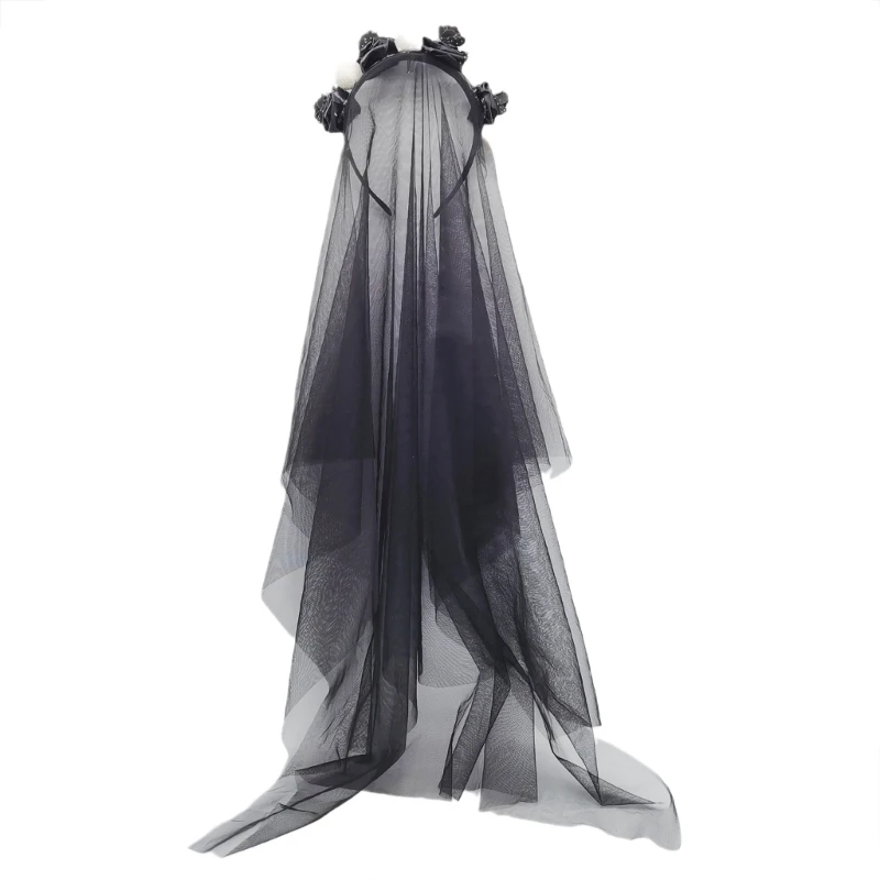 

Scary Halloween Bride Headband with Veil Bride Hair Hoop Costume Headwear Birthday Cosplay Headpiece Costume