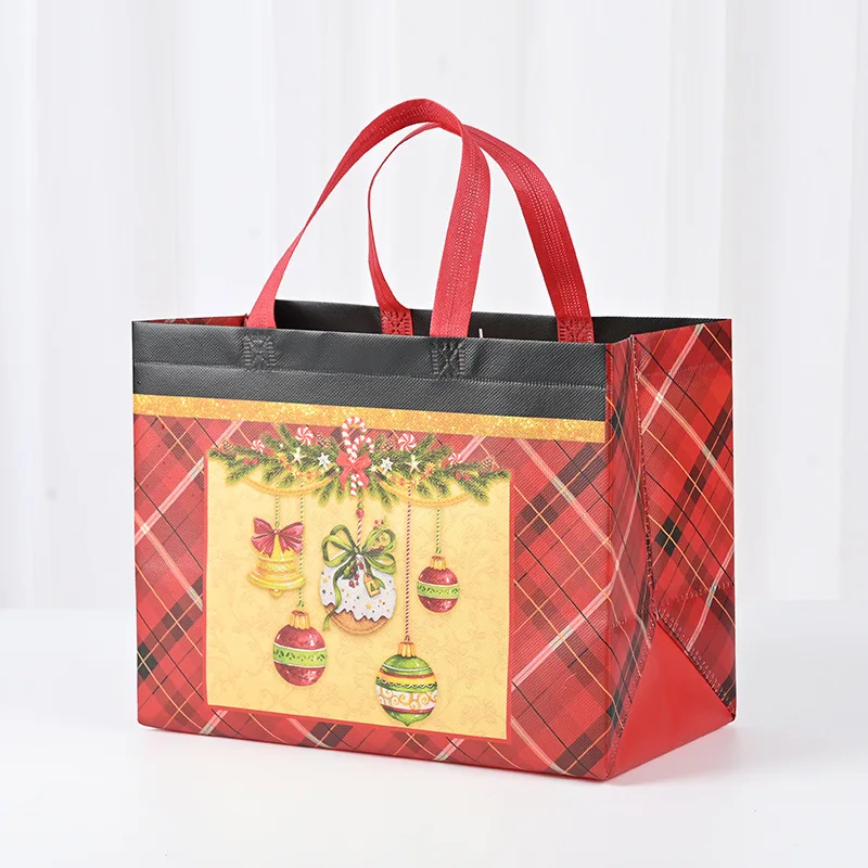 New Plaid Christmas Candy Gift Bags | Cute Santa Claus & Snowman Pattern Non-Woven ... - SKU CCGB2014 - UGI Packaging