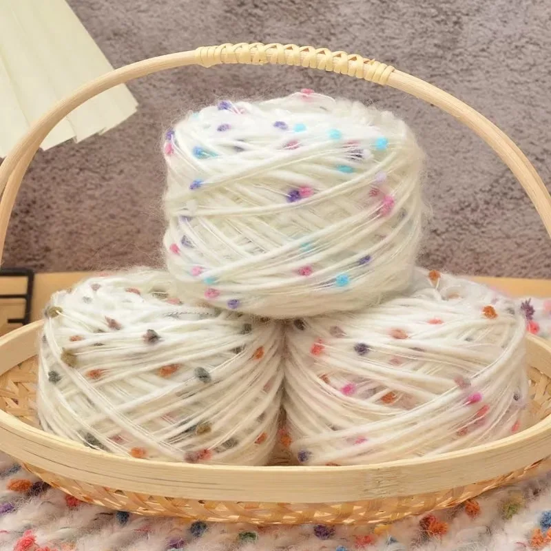 무지개 도트 울 원사 핸드 뜨게 모헤어 크로셰 원사, 두꺼운 니트 실, DIY 스카프 스웨터, 담요 모자 라인, 1PC 50g