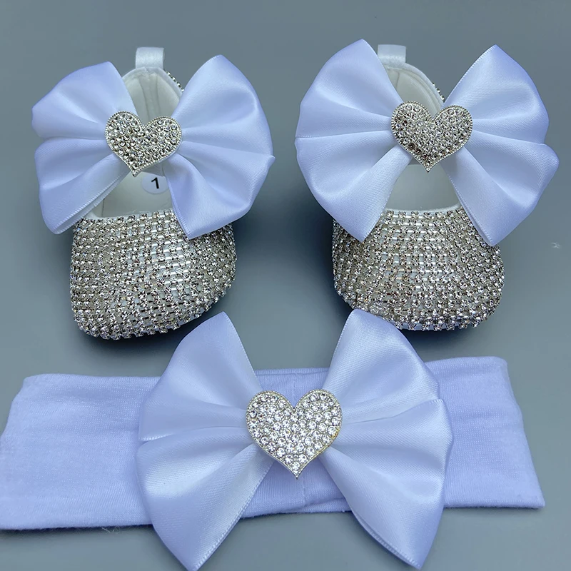 Dollbling Newborn Photography Baby Girl Royal Crown Personalized Gift Nursery Deco Bling Pink Rhinestone Shoes Headband Set 3