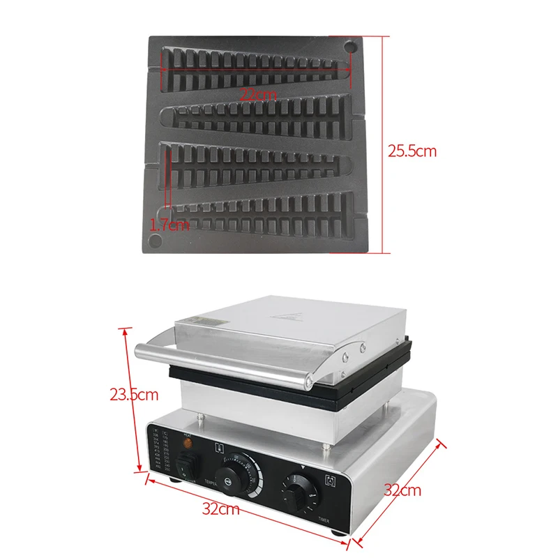 商業4個ロリーワッフルベーカー電気ロリーワッフルメーカーグリルce承認スティックワッフルメーカーのマシン