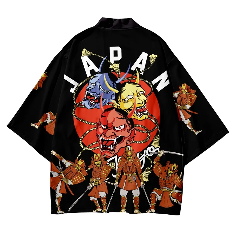 Japanese Kimono Cardigan Yukata Male Jacket Men Japan Harajuku Streetwear Samurai Clothes Haori Obi