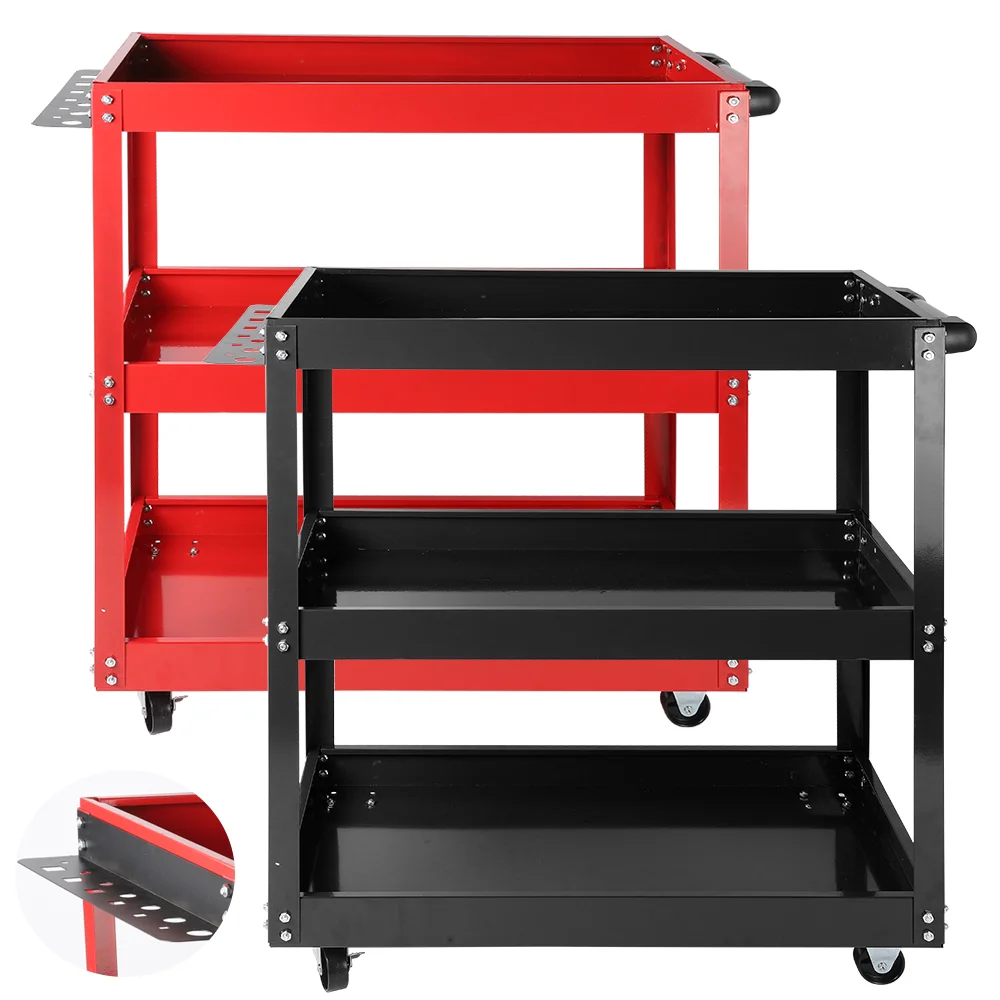 Heavy Duty Rolling Tool Cart Service Carts with Wheels 3 Tier Portable Utility Rolling Tool Garage Cart Collapsible Storage Cart