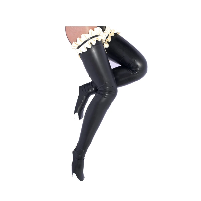 

Latex Cool Rubber White and Black Thigh-High Tight Socks Fashion Stockings Size S-XXL