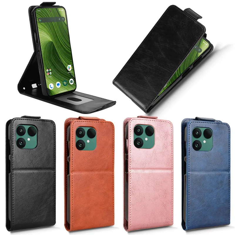 Anti-Fall Flip Vertical Case - Retro Skin-Friendly Full Cover with Card Holder