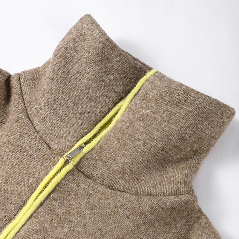 سترة صوفية متباينة غير رسمية للنساء بياقة واقفة وجيوب وسحاب وأكمام طويلة معطف نسائي لخريف وشتاء 2025 جديد للسيدات في ملابس خارجية