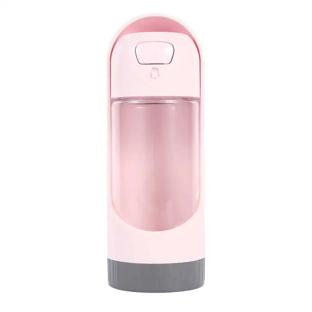 Portable Pet Dog Water Bottle 300ml Drinking Bowl for Small Large Dogs Feeding Water Dispenser Cat Dogs Outdoor Bottles Pink Without Filter
