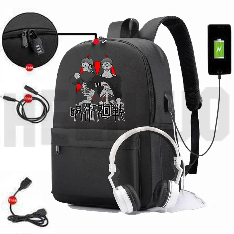 

2022 Jujutsu Kaisen Yuji Itadori Usb Charging Backpack Women TravelBag Children Bookbag Laptop Student Kawaii Schoolbags Mochila
