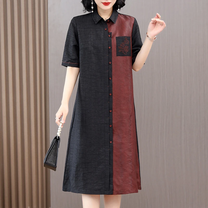 

Summer Fashion Silk Mulberry Silk Dress For Women 2023 New Elegant Short Sleeve Loose Fit Casual Holiday Dress Vestidos