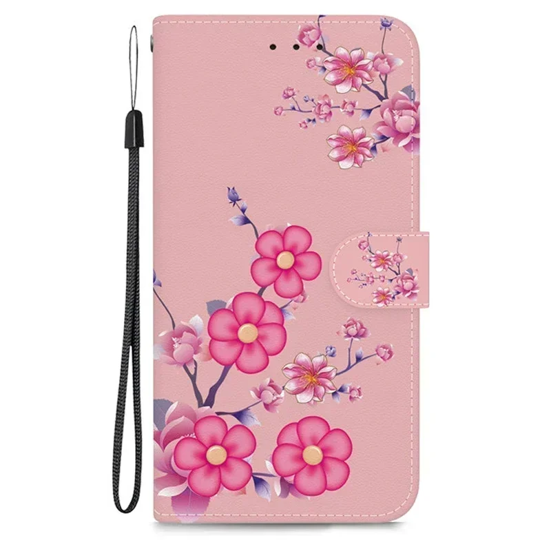 Elegant Flip Wallet Leather Case with Magnetic Stand and Cute Pattern Design