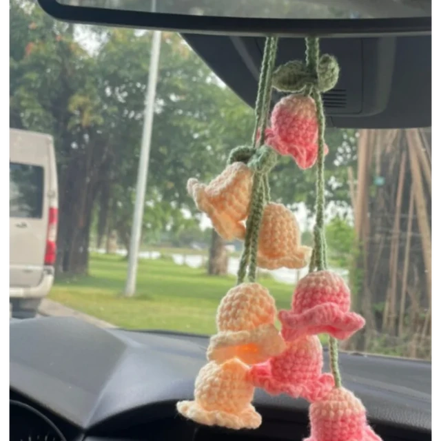  Cute Potted Plants Crochet Car Mirror Hanging