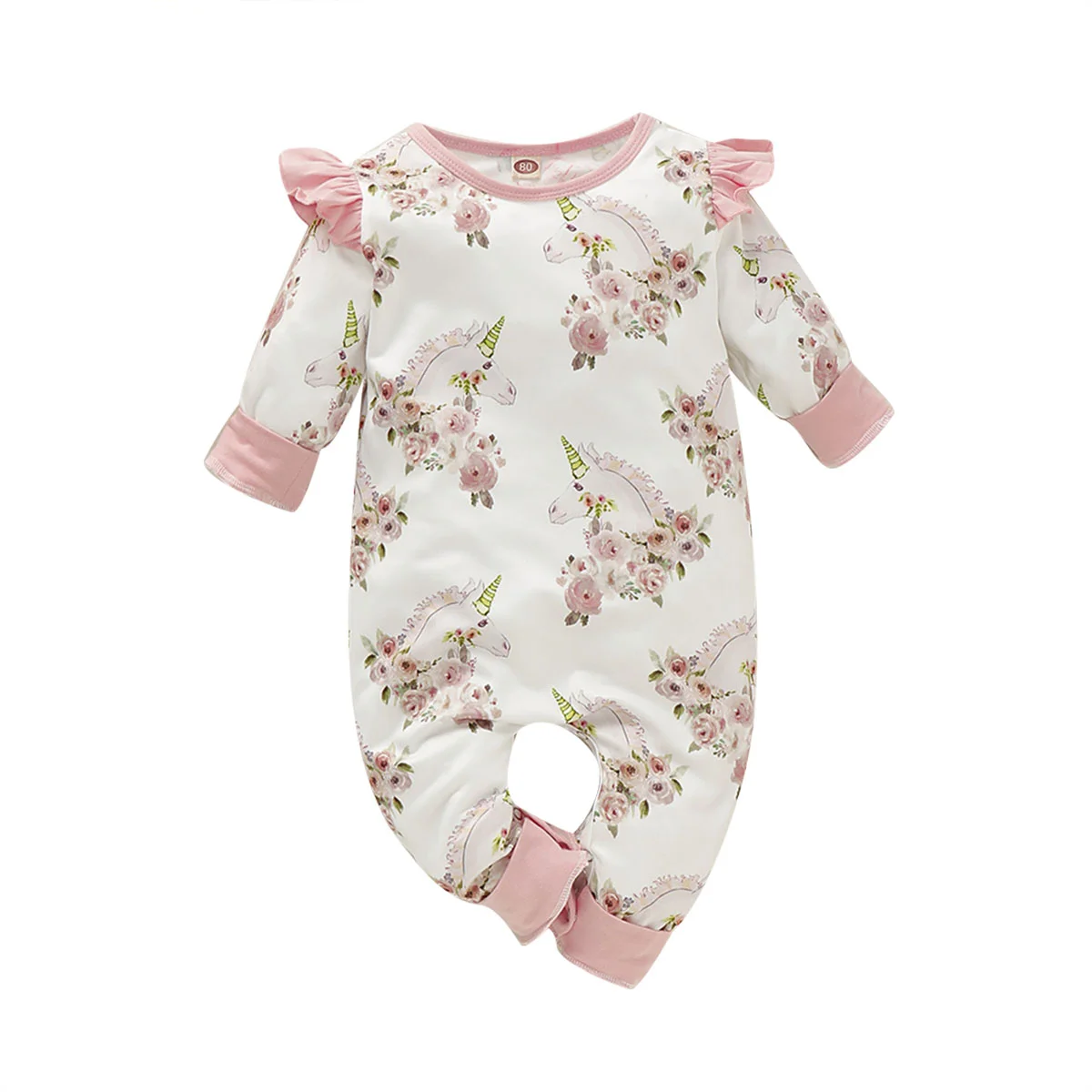 Baby Bodysuits made from viscose  Princess Little Girl Romper Jumpsuit Pink Long Sleeve Romper Jumpsuit Infants Baby Girl Playsuit Outfits Newborn Baby Clothes Newborn Knitting Romper Hooded 