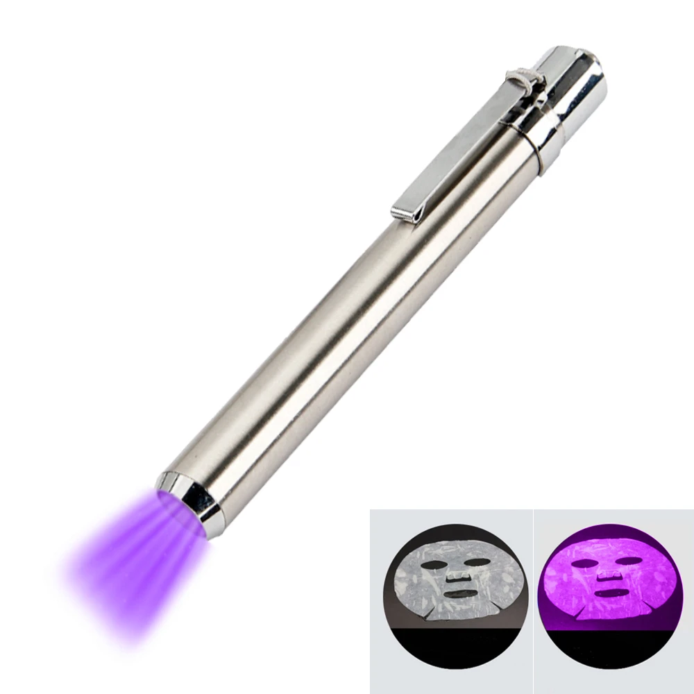 UV inspection lamp Stainless Steel Led 365/395 UV Flashlight Torch  Ultra Violet Light AAA Battery for Marker Checker Detection decorative night lights