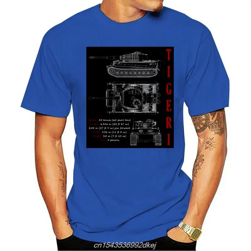 Tiger 1 Tank Blueprint Patent German Army Panzer Ww2 Wehrmacht T-Shirt Uomo Donna Cartoon Casual Short