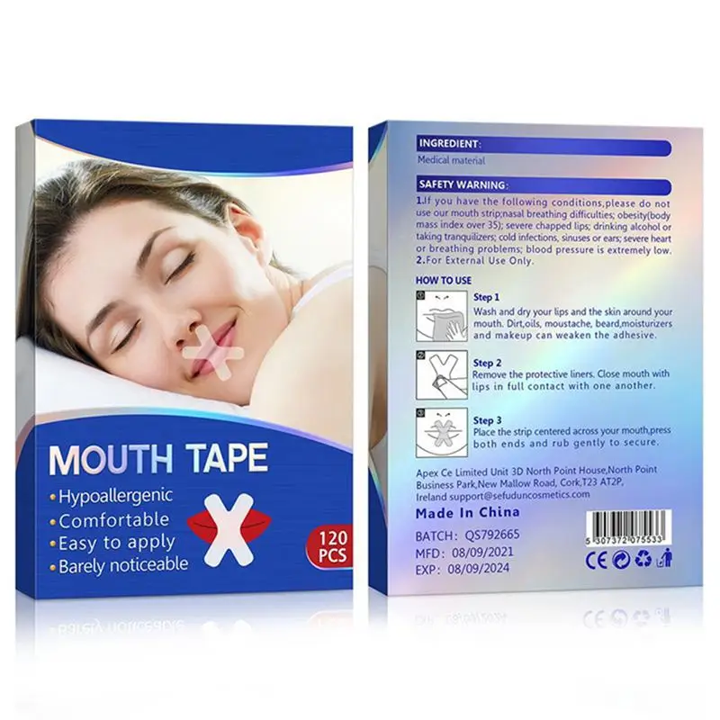 Sleep Strips Mouth Tape 120pcs Nasal Breath Sleep Patch Gentle and Effective Nose Breathing Tape for Car Hotel Travel Business