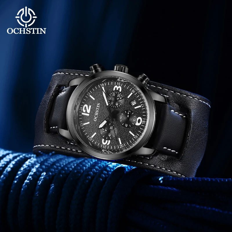 OCHSTIN New 2023 Casual, Simple, and Fashionable Fully Automatic Glow Multi function Quartz Movement Glow Men's Quartz Watch