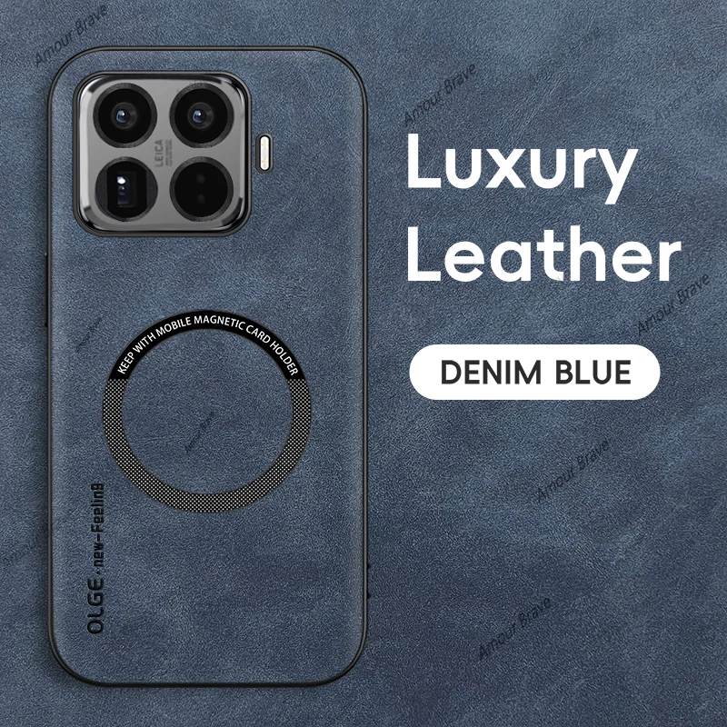 Luxury Leather Magnetic Shockproof Phone Case with Car Holder
