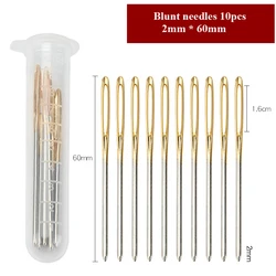 10 - Piece Set of Large - Eye Blunt Stainless Steel Needles for Yarn and Leather Sewing (Needles Set E)
